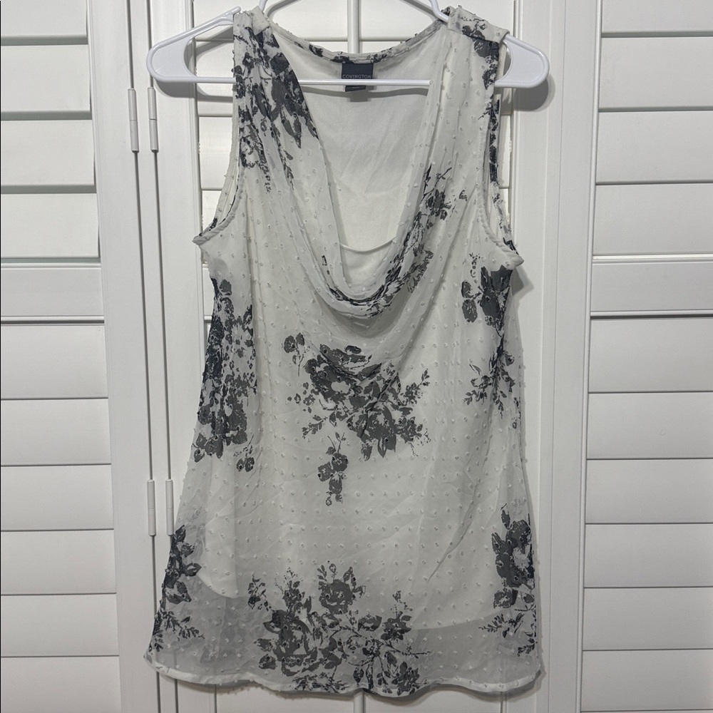 Covington Black and White Sleeveless Top